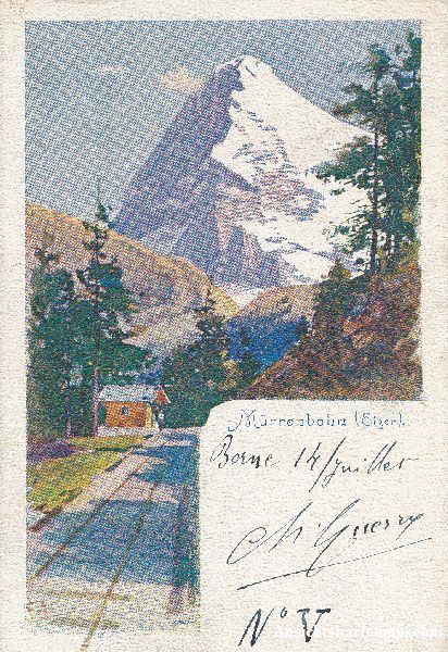 Cartoline postali: Mürren - Mürrenbahn Eiger Litho + 1902 – Usato da Emmenbrücke venduto da teestube