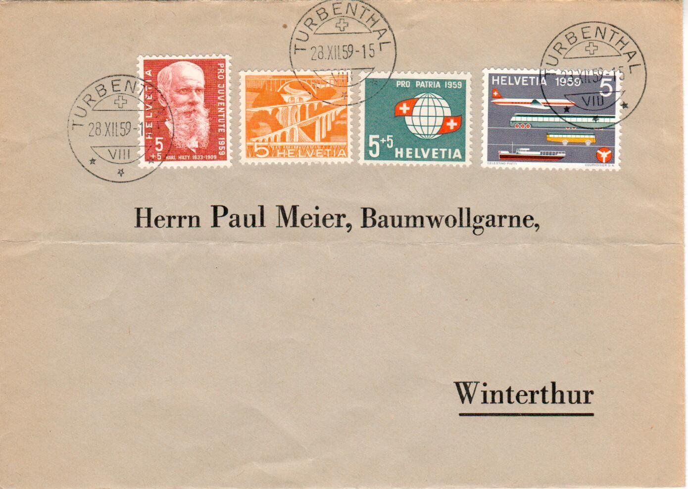 Tutti i francobolli: Brief Turbenthal 1959 – Usato da Wolhusen venduto da Curver9