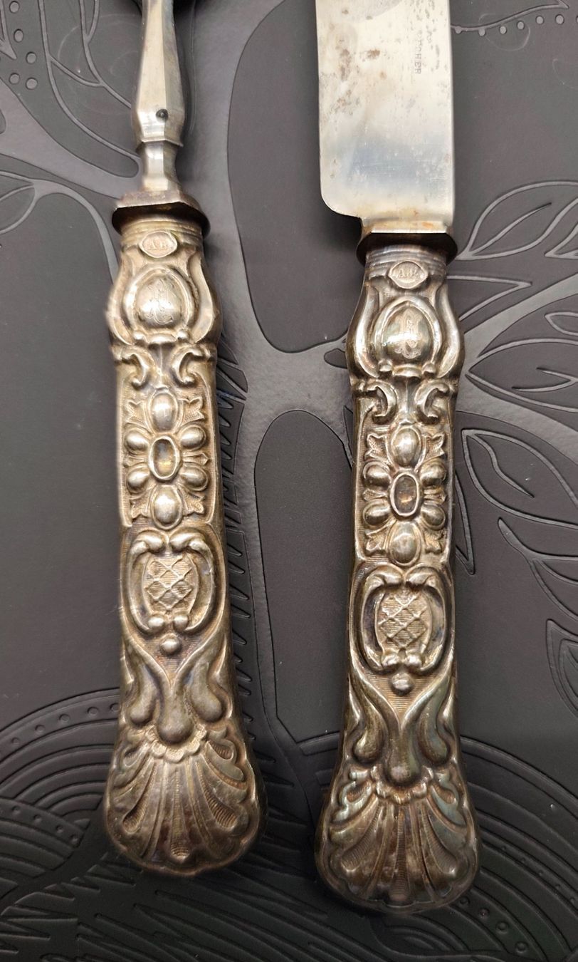 Solingen Bestecksets: Besteck 2-teilig Silbert ca.1850–1880 mit Monogramm – Gebraucht aus Laufen von Buh-Ding 1