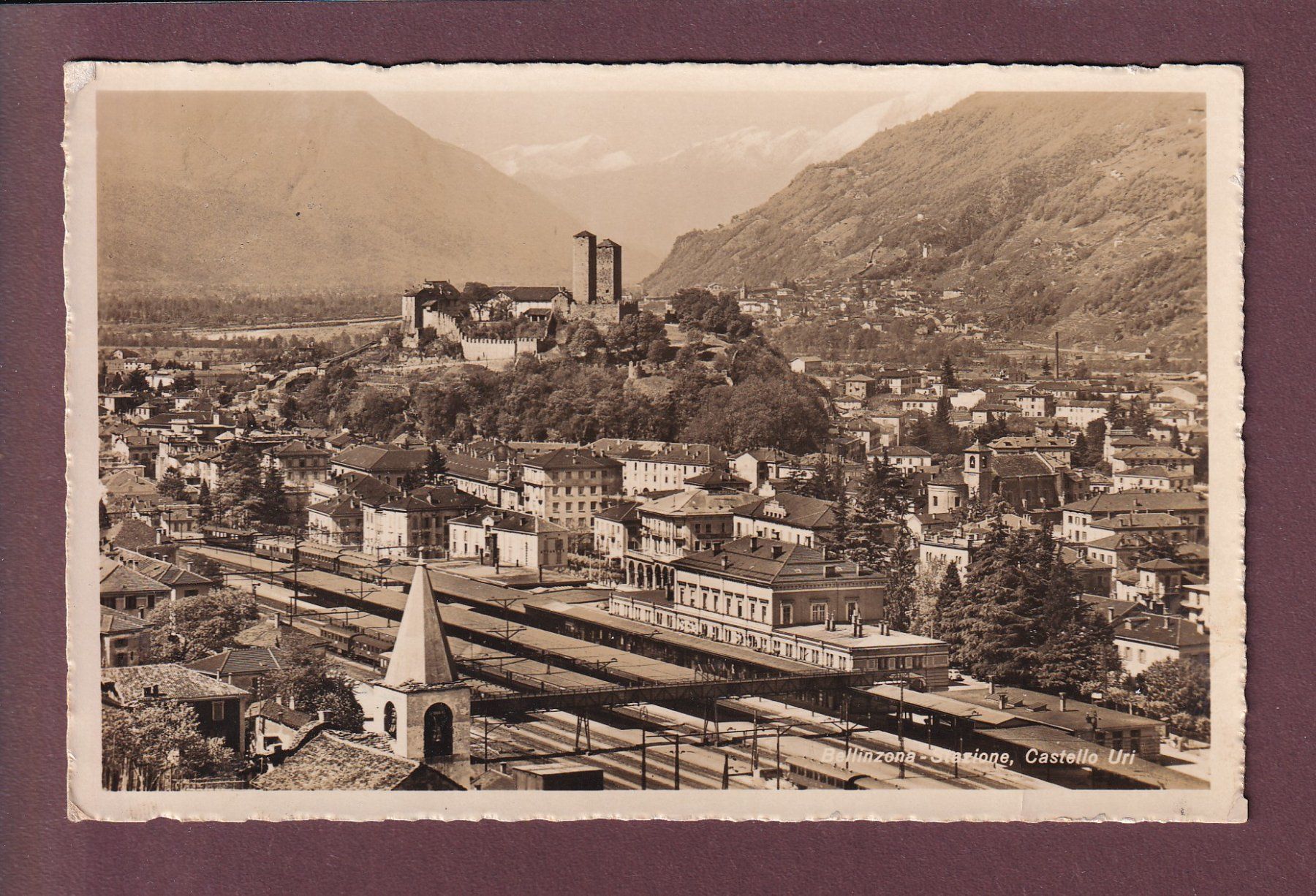 Cartoline postali: BELLINZONA - Stazione - 1941 – Usato da Pully venduto da nicecards