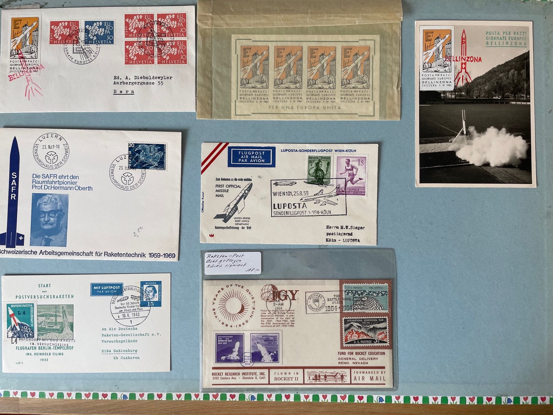 Alle Briefmarken: 15 Belege Raketenflugpost – Gebraucht aus Zürich von stzepp