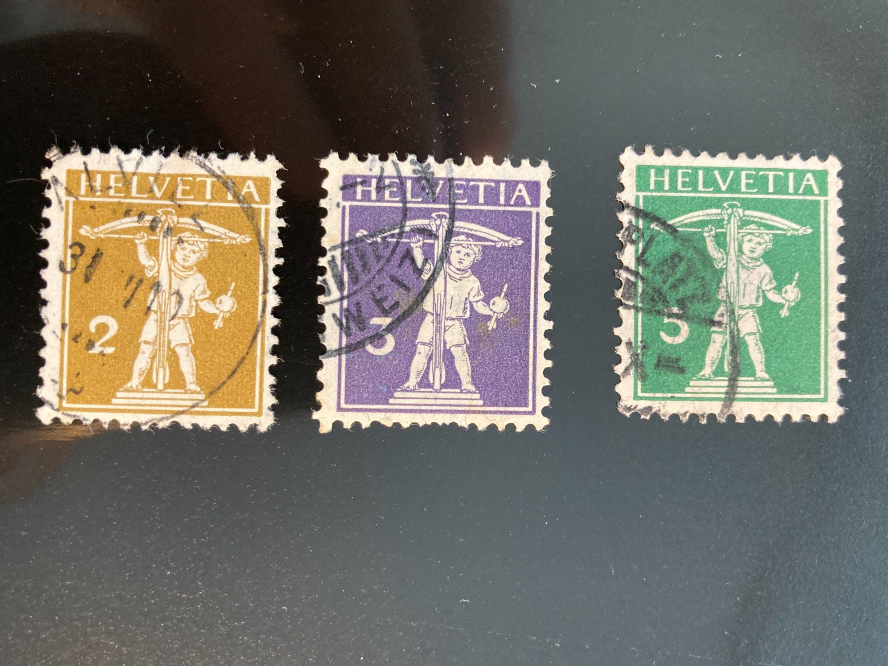 Tutti i francobolli: Schweiz 1910 Satz Tellknabe Type 2 gestempelt – Usato da Liestal venduto da schnueps