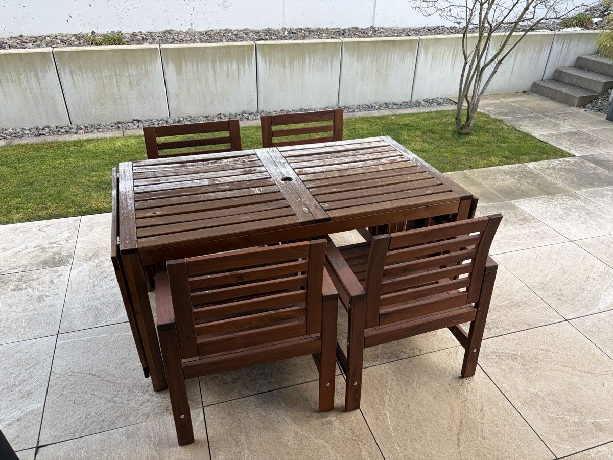 Tischset: Garten Tisch Set Holz ausziehbar + 4 Stühle – inkl. Kissen – Gebraucht aus Schindellegi von tbig 5