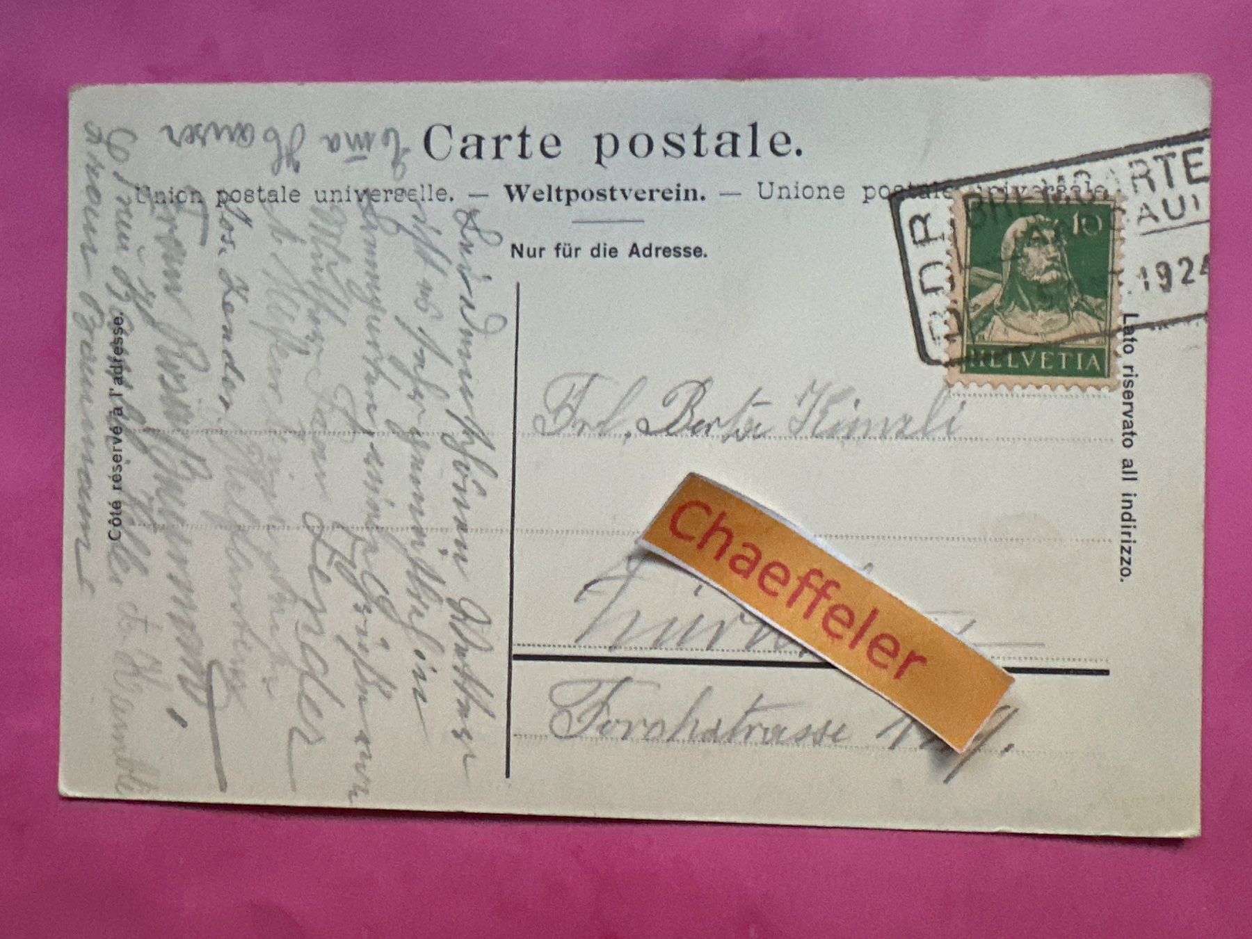 Ansichtskarten: 1924 Bremgarten - Einsiedelei Emaus – Gebraucht aus Zürich von Chaeffeler 1