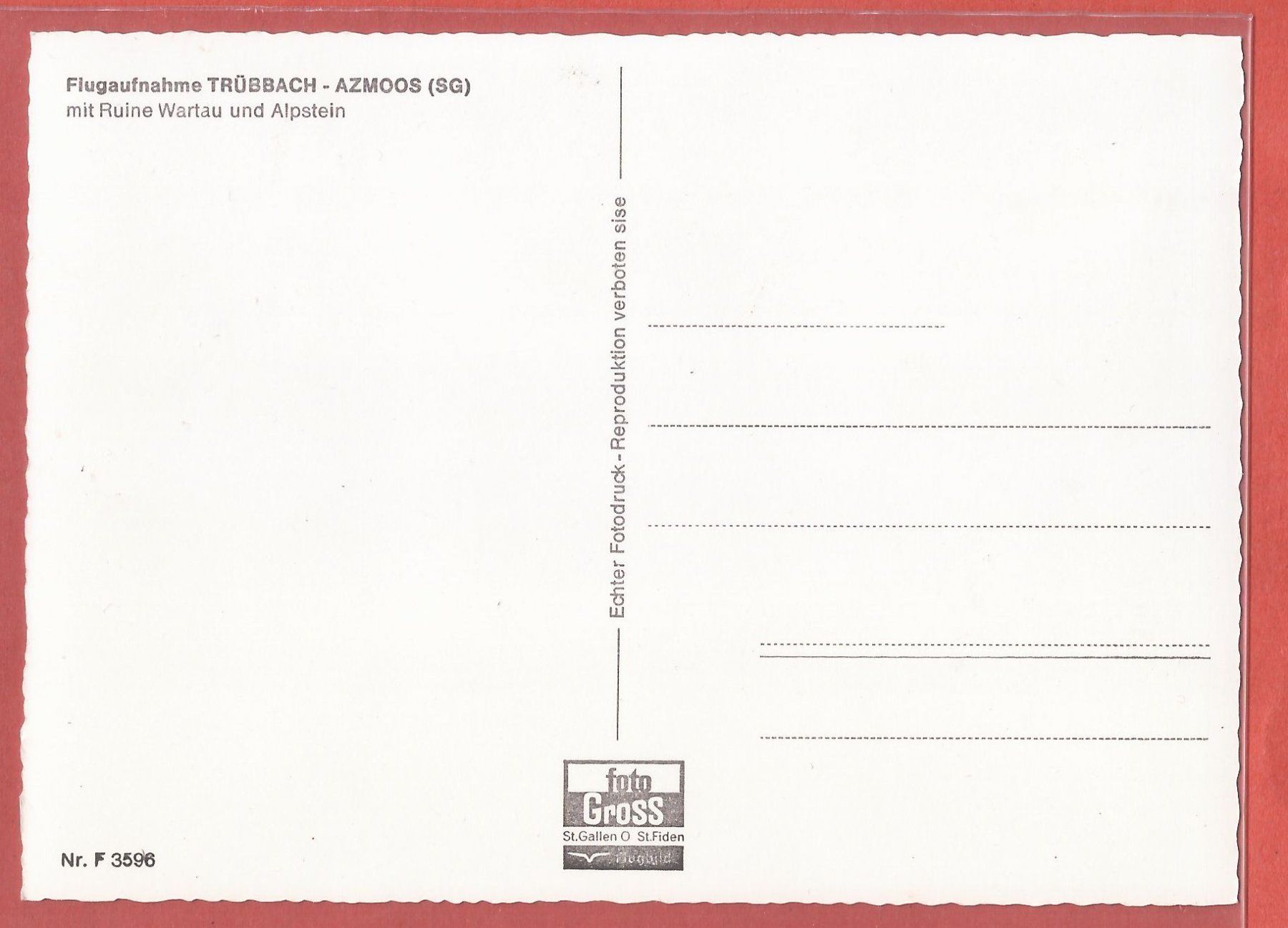 Cartoline postali: Trübbach und Azmoos - Flugaufnahme ca. 1950 – Usato da Fislisbach venduto da Porano 1