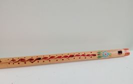 Handgemachte Holzflöte Einlochflöte mit  Malerei Vintage