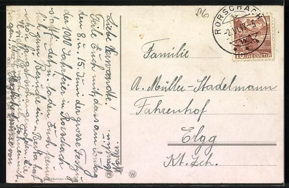 Cartoline postali: Rorschach, Ortsansicht mit Frosch-Chor – Usato da Berlin venduto da bartko-reher 1