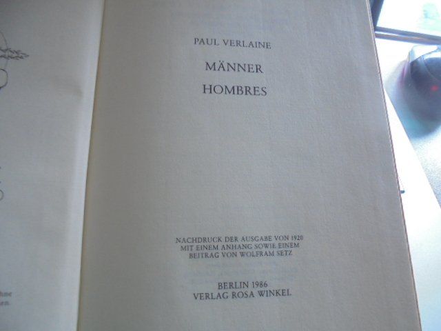 Libri: PAUL VERLAINE / MÄNNER Gedichte – Usato da Hinwil venduto da Glasperlen 3