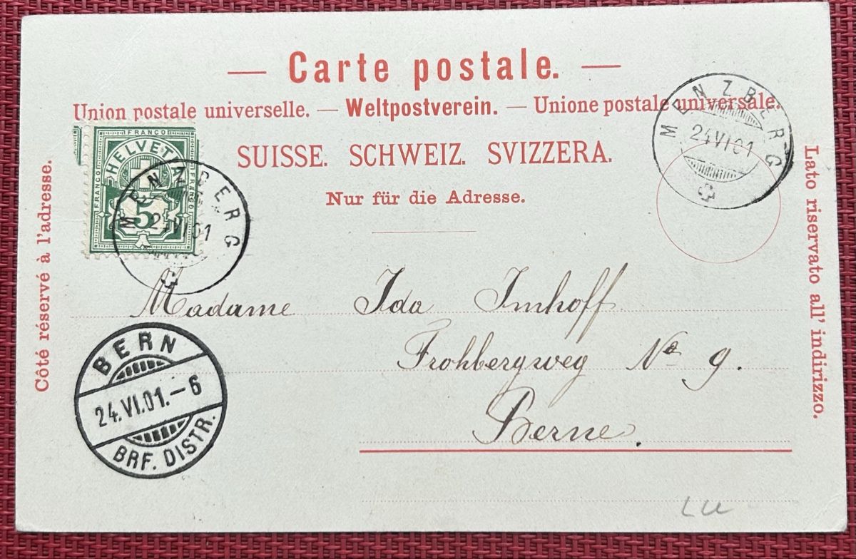 Ansichtskarten: Kurhaus Menzberg 1901 – Gebraucht aus Horw von Tellbub 1