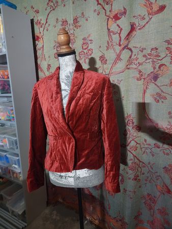 Damen Samt Jacke Kurz Rot Grösse 38 guter Zustand
