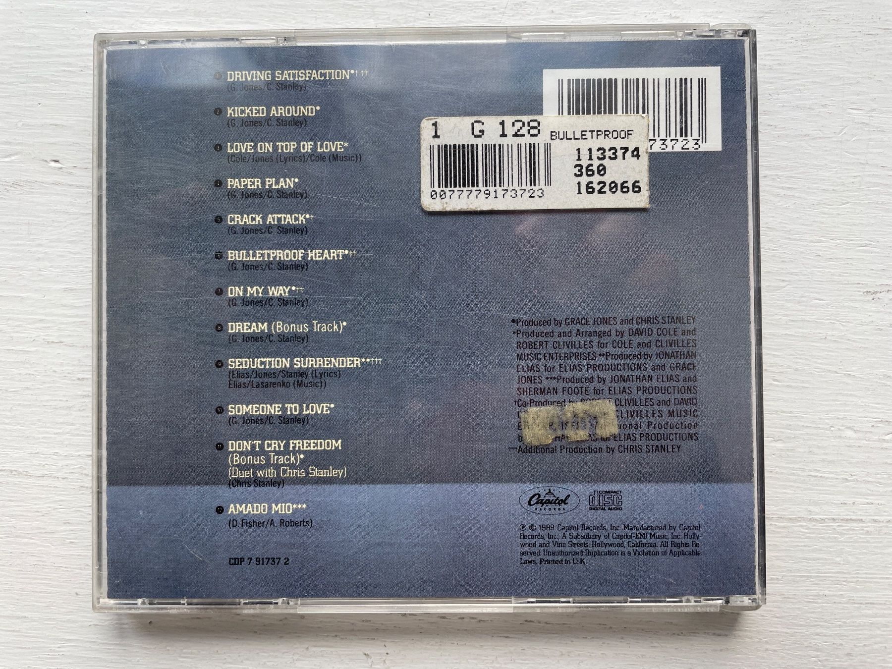 CDs: Grace Jones - Bulletproof Heart - CD, 1989 – Gebraucht aus Zürich von Andy_t71 1