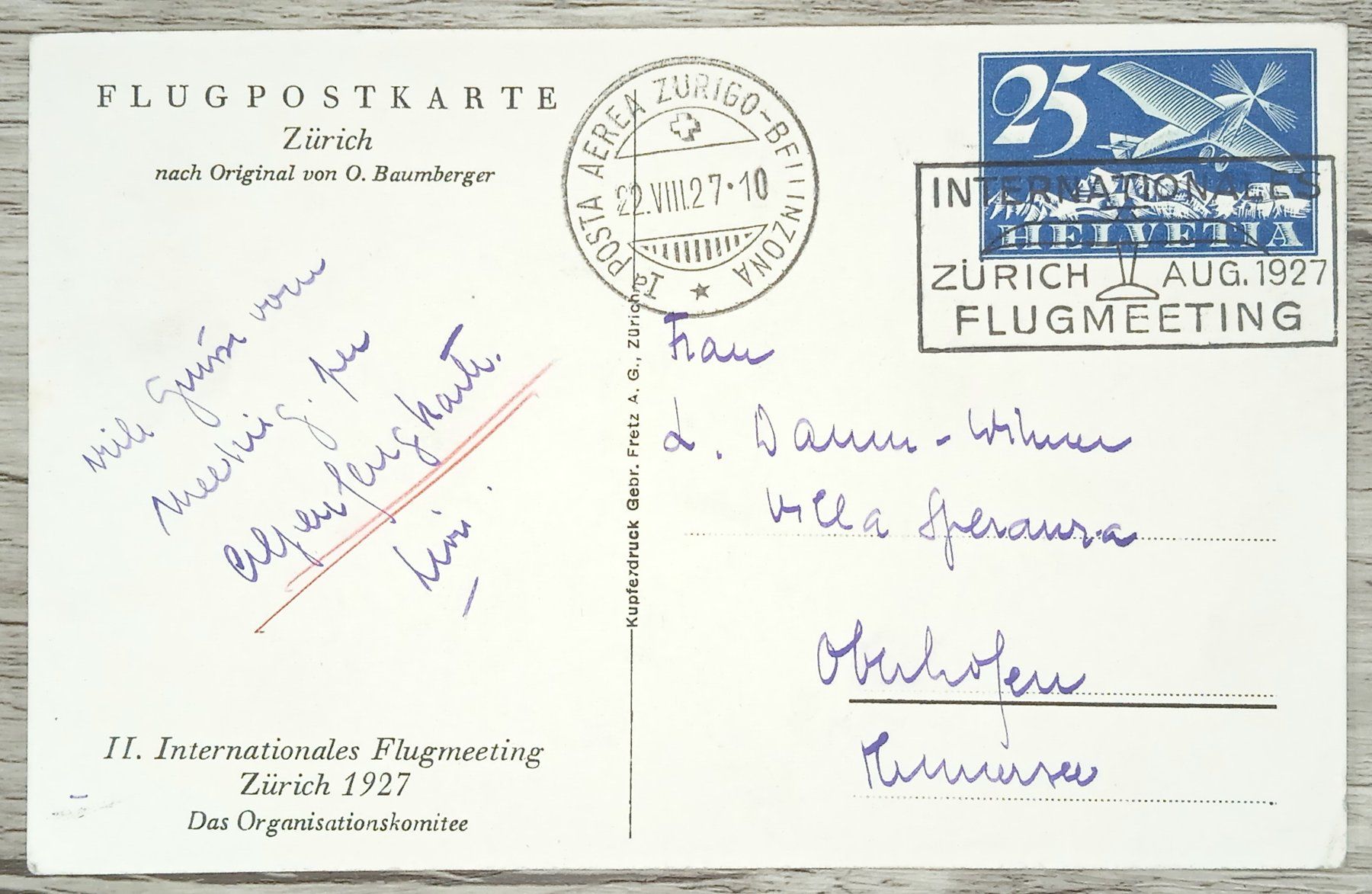 Tutti i francobolli: TR15 Carte Postale + Timbre Suisse 1927 – Usato da Cousset venduto da Patrick_Collections