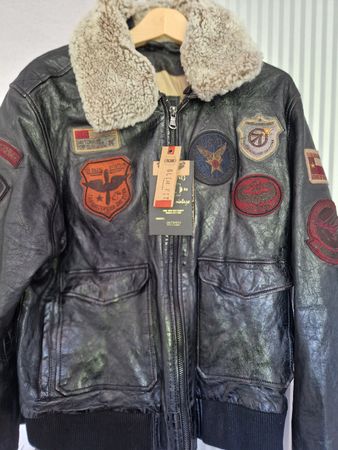 Veste aviateur cuir avec col mouton M/L