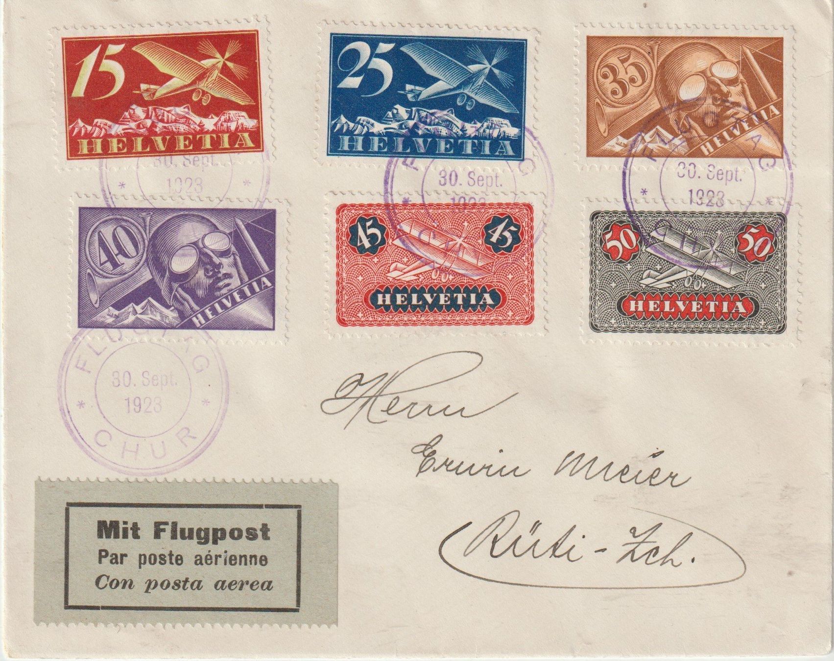 Alle Briefmarken: SF 23.3a, FLUGTAG CHUR, Fr 430.-- – Gebraucht aus Bure von Tarif