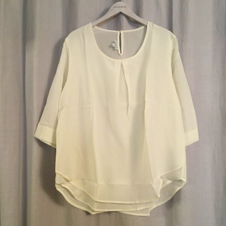 Camicia Donna Schlupf Bluse 3/4 A 100 % Seide vanille Gr 3