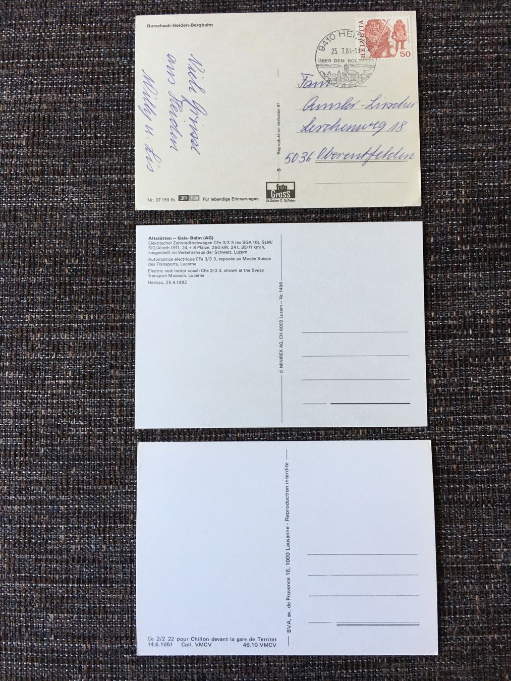 Cartoline postali: 3 Stk. AK Ansichtskarte Tram Triebwagen SBB etc. Lot3 – Usato da holziken venduto da Weston 4