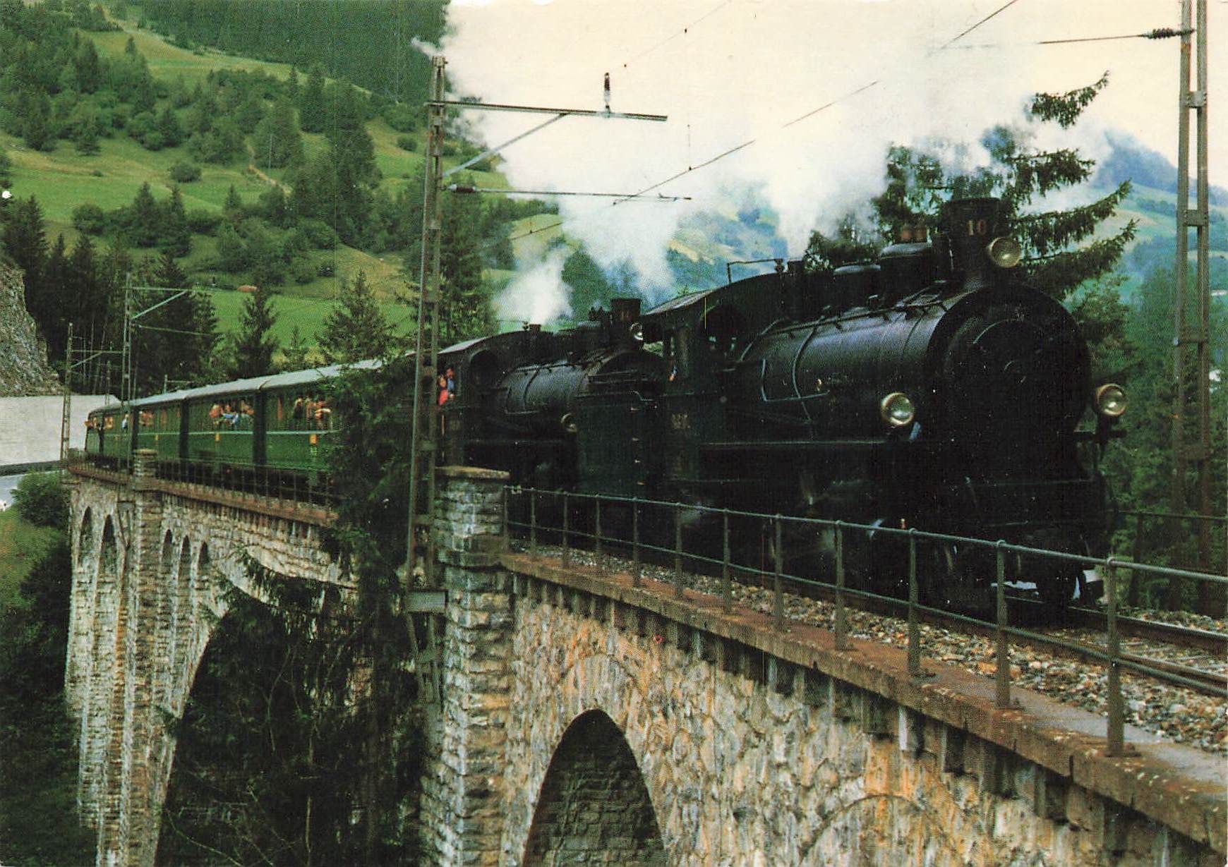 Cartoline postali: Soliser-Viadukt GR – Rhätische Bahn, Dampfextrazug – Usato da Biasca venduto da Blenio71