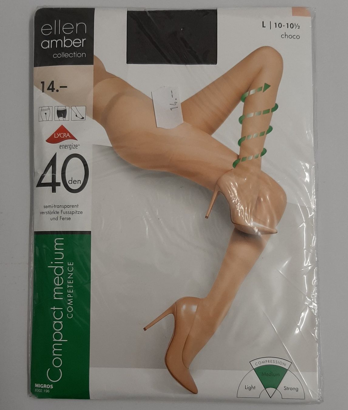 Ellen Amber Calze & Collant: Ellen Amber Compact Medium Strumpfhose 40den Gr.L Choco – Nuovo e nell'imballaggio originale da Amriswil venduto da Celini3