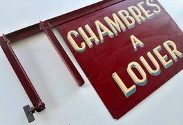 ALTES METALL-SCHILD, VINTAGE, CHAMBRES A LOUER, ROT