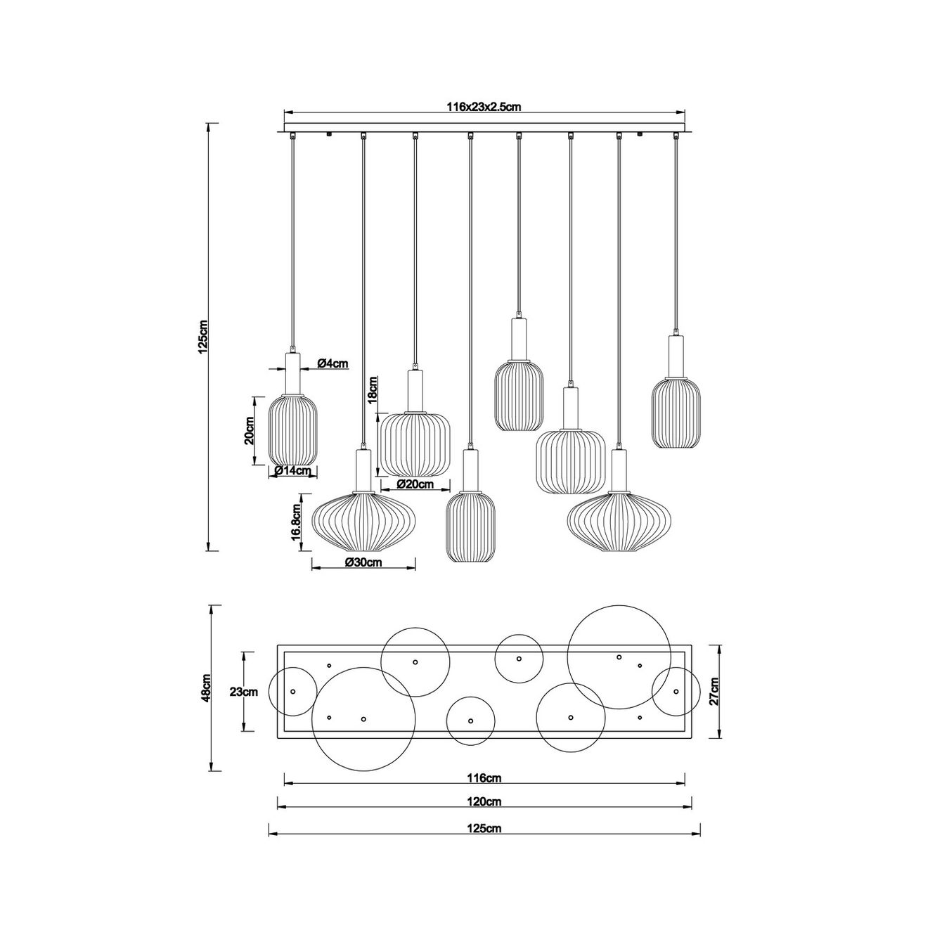 Lampadari & plafoniere: Pendelleuchte, Glas, 125 x 48 cm – Nuovo (secondo la descrizione) da Kreuzlingen venduto da Smart-Light 7