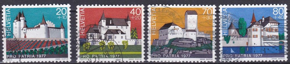 4 Timbres suisses aviation, 1977 Obl. Série complète | Kaufen auf