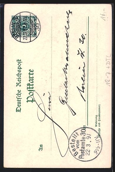 Cancelleria postale: Litho Berlin, Kaiser Wilhelm I.-Denkmal, – Usato da Berlin venduto da bartko-reher 1