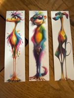 3x Lesezeichen-Buchzeichen-Tiere-Popart-Spass-Fund-Coolness