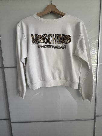 Moschino Underwear White Leopard Print Sweatshirt Sz S