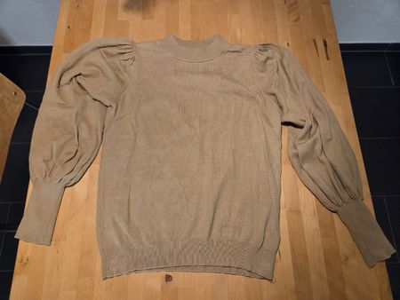 Msch Strickpullover mit Puffärmel, Grösse S, in Beige