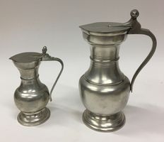 Antike Zinnkrüge, 2 Stück, Verschiedene Grössen Vintage