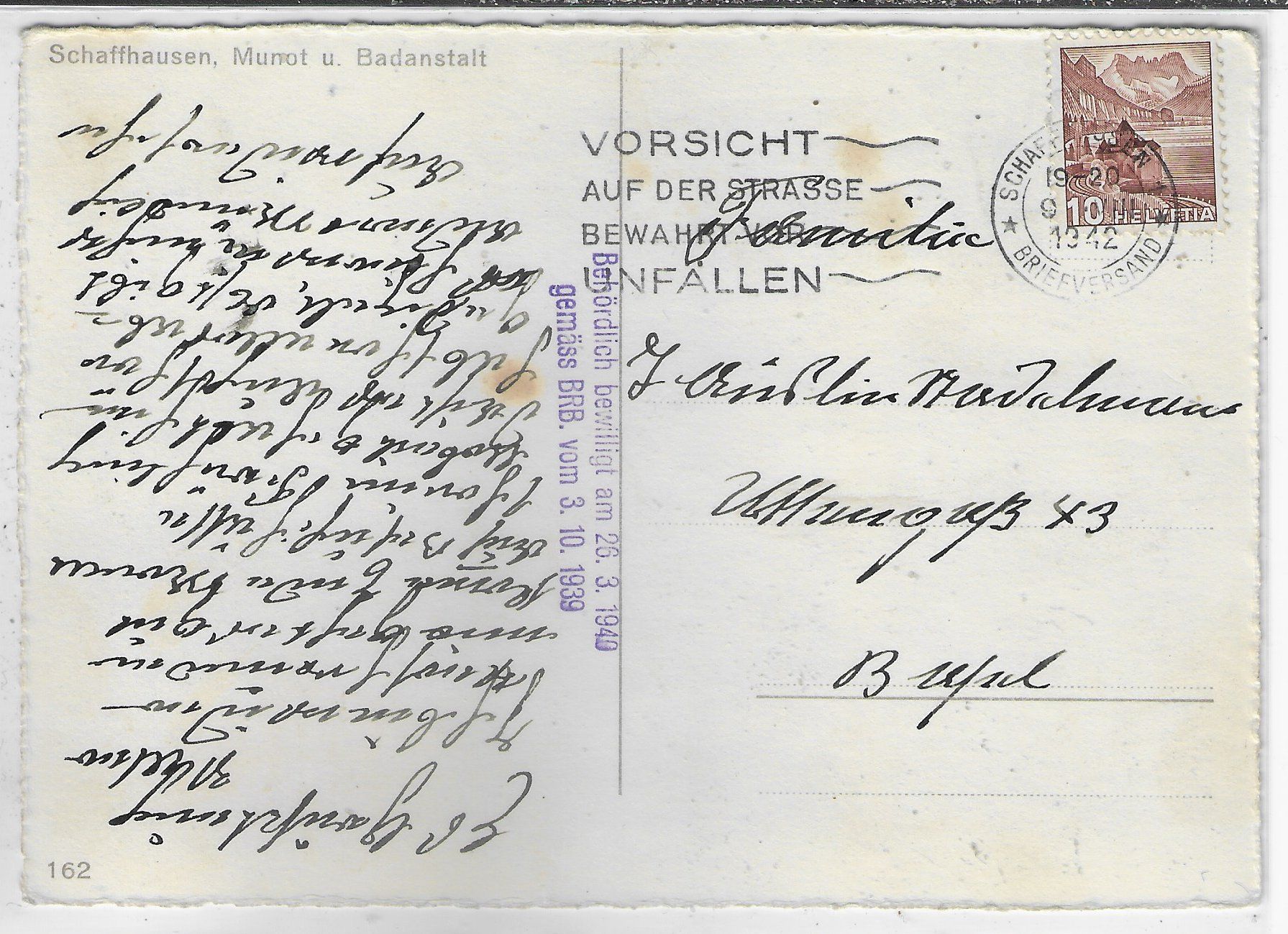 Cartoline postali: Schaffhausen - Munot und Badeanstalt – Usato da Ettingen venduto da Kartenplanet 1