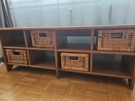 Sideboard mit Korbeinsätzen Holz gebr. Zustand