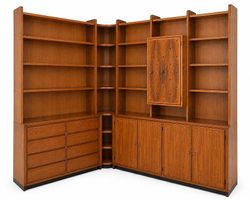 Vintage Eck-Regalwand im Mid-Century-Stil
