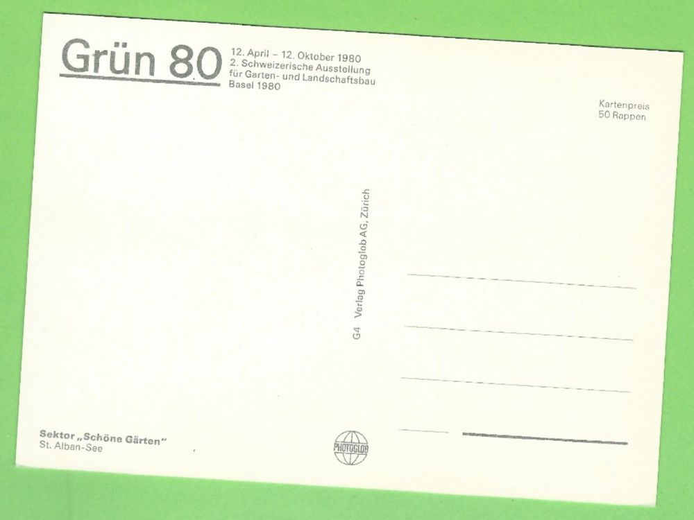 Cartoline postali: Grün 80 Basel – Usato da Zürich venduto da t24_de 1