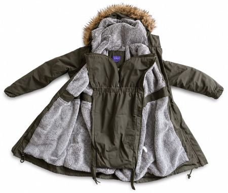 Manteau porte-bébé kaki doublé polaire, taille M