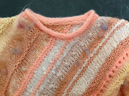 💞  Strick Pullover handmade M Wollgemisch eco, Lachstöne 🧶