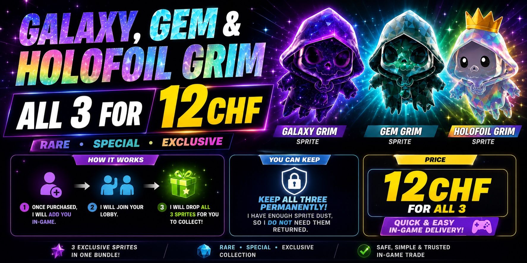 Sony Jeux: Fortnite GRIM Sprite BUNDLE 🌌3x – Neuf (Voir description) à Lausanne par Zeustah