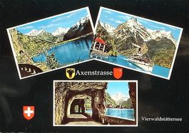 3-Bild-AK AXENSTRASSE Dampfschiff Vierwaldstättersee