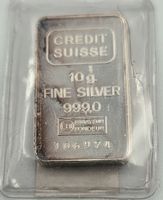 Silberbarren 10 gr Crédit Suisse numéroté  silver 999 neuf 