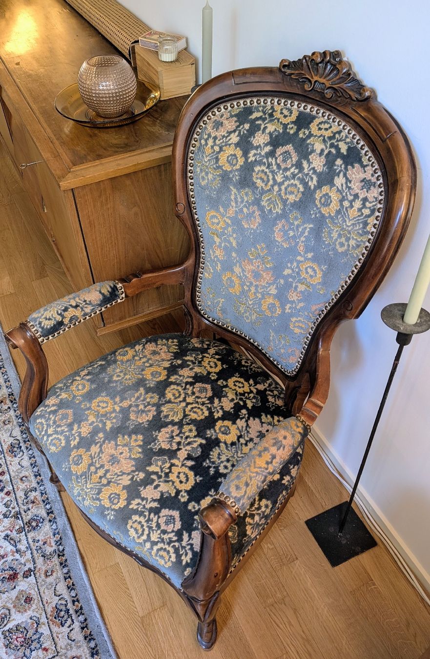 Sessel: Vintage Sessel / Fauteuil mit Blumen-Muster  – Gebraucht aus Zürich von Kmrx74 5