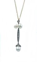 Pendentif 19ème or, perles fines et diamants