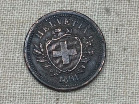 Tutti le monete: 1 centesimo 1891 - (1 Rappen). – Usato da Sorengo venduto da 74in