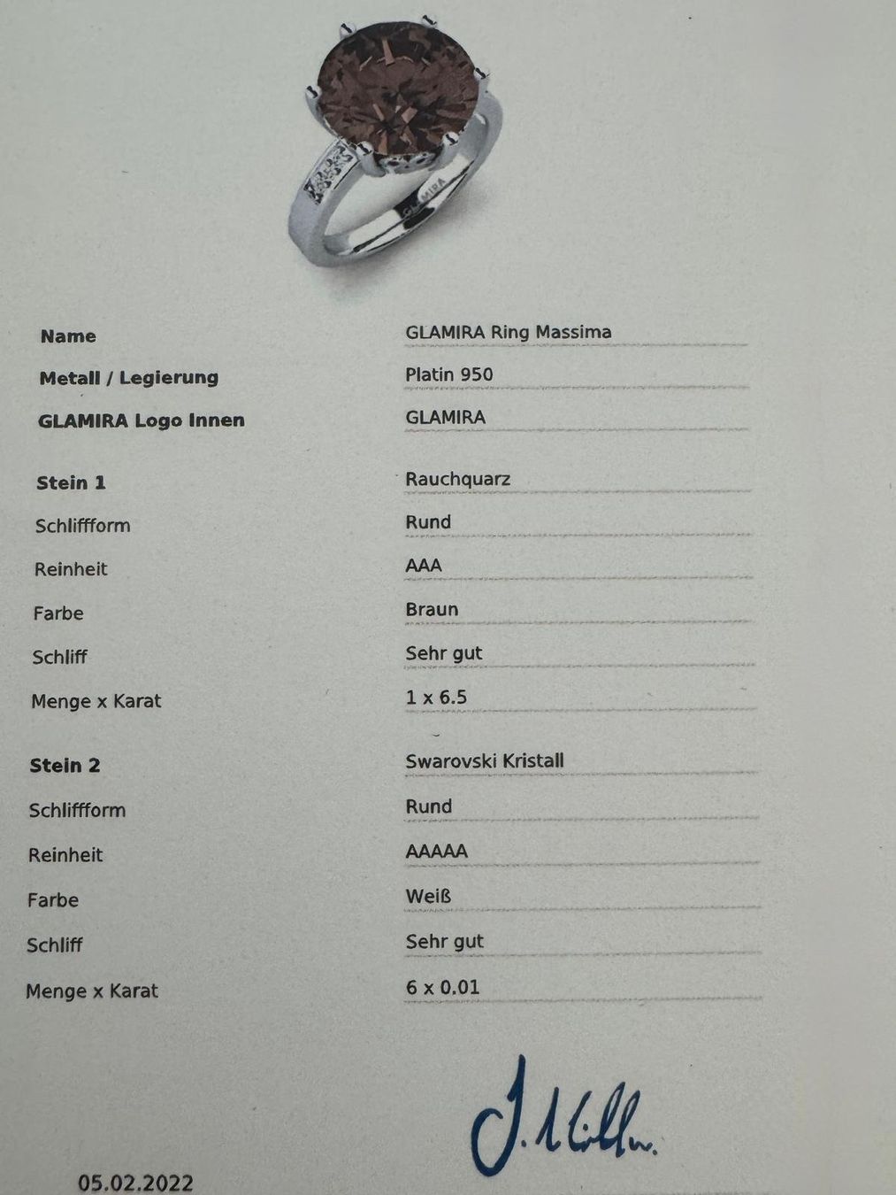 Anelli: Ring aus Platin & Rauchquarzstein – Usato da Hergiswil NW venduto da Shintana 8