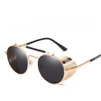 Golden-schwarze retro Sonnenbrille NEU Damen & Herren Metall