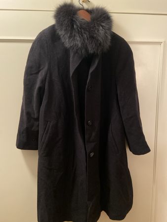 Manteau Marcona vintage, laine angora et fourrure grise