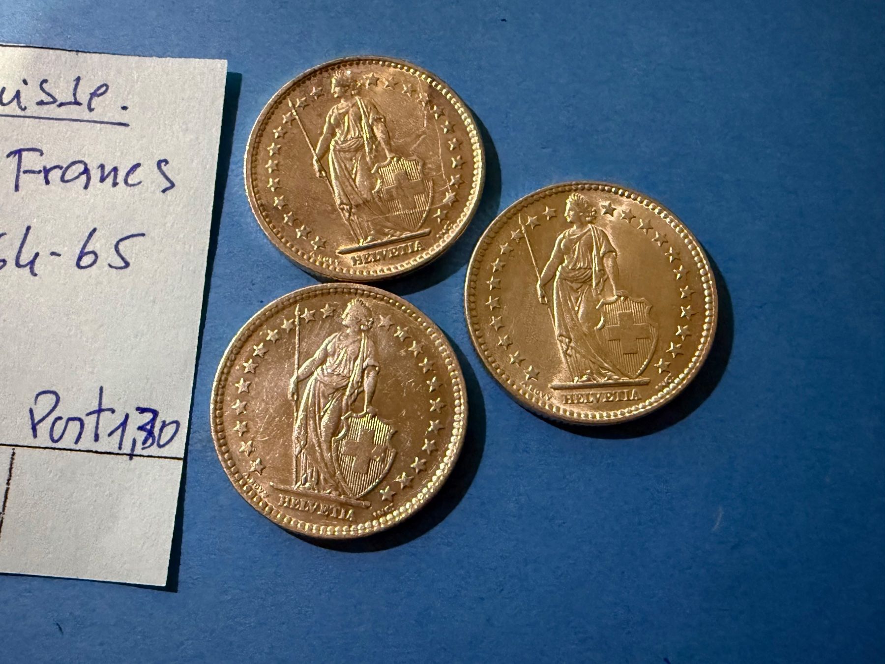 Alle Münzen: SUISSE : 3 X 2 FRANCS 1963-64-65 – Gebraucht aus genève von GEnumist 2