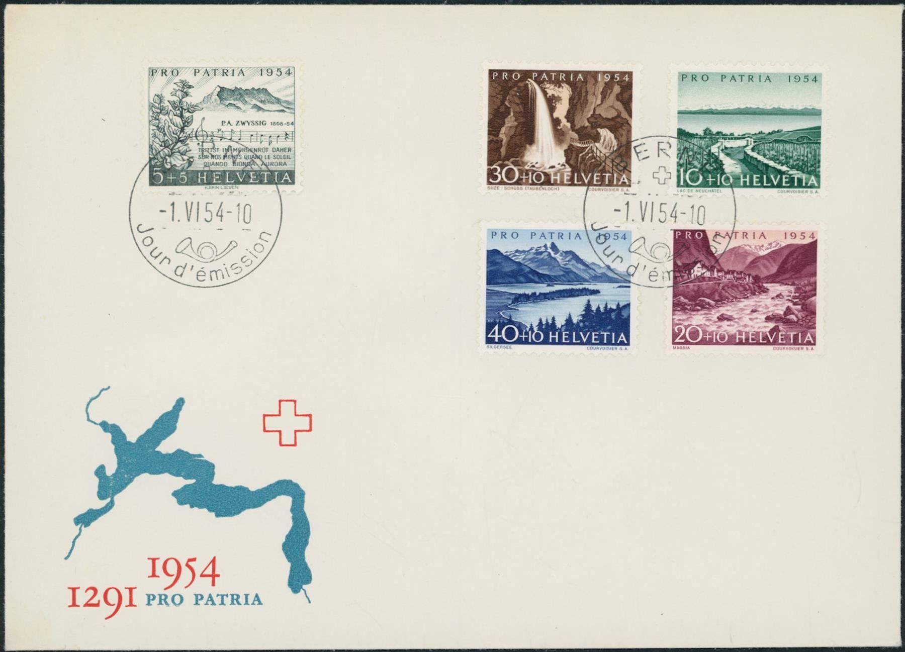 Alle Briefmarken: 1954 - Pro Patria - FDC ET · fr – Gebraucht aus Schindellegi von leecollect
