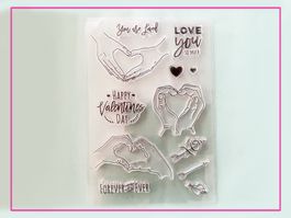 Love, Hand in Herzform usw 11x16cm - Silikonstempel