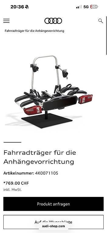 Portapacchi: Fahrradträger Audi – Usato da Winterthur venduto da Quality1a 2