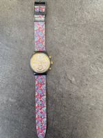 Swatch Chronograph Uhr bunt gemustert funktionstüchtig